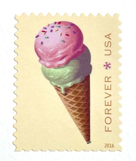 100 Ice Cream Cone Forever Postage Stamps Pink & Min Unused Postage for Mailing